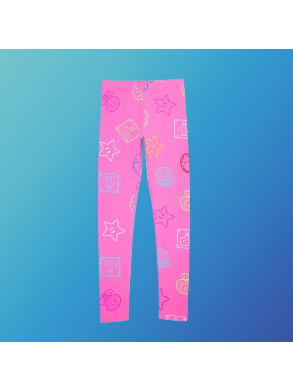 Gaming Character Icon Toss Girls Graphic Leggings Pink Size Large 10/12